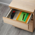 MALM Drawer unit on casters, white stained oak veneer