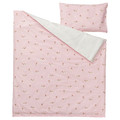 DRÖMSLOTT Duvet cover 1 pillowcase for cot, puppy pattern/pink, 110x125/35x55 cm