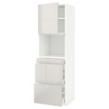 METOD / MAXIMERA Hi cab f micro combi w door/3 drwrs, white/Ringhult light grey, 60x60x200 cm