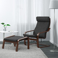 POÄNG Armchair and footstool, brown/Hillared anthracite