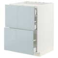 METOD / MAXIMERA Base cab f hob/2 fronts/3 drawers, white/Kallarp light grey-blue, 60x60 cm