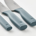 TIGERBARB 3-piece knife set, grey-turquoise