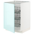 METOD Base cabinet with wire baskets, white Järsta/high-gloss light turquoise, 60x60 cm