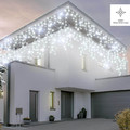 Christmas Curtain Lights In-/Outdoor 100 LED 4.8m, icicles, flash, cool white