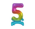 Foil Balloon Number 5 Standing, rainbow, 38cm