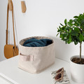 PURRPINGLA Storage basket, textile/beige, 25x20x20 cm