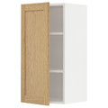 METOD Wall cabinet with shelves, white/Forsbacka oak, 40x80 cm