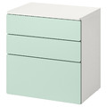 SMÅSTAD / PLATSA Chest of 3 drawers, white/light green, 60x42x63 cm