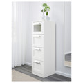 BRIMNES Chest of 4 drawers, white, frosted glass, 39x124 cm