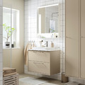 HAVBÄCK / ORRSJÖN Wash-stnd w drawers/wash-basin/tap, beige/white marble effect, 82x49x71 cm