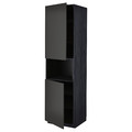 METOD High cab f micro w 2 doors/shelves, black/Nickebo matt anthracite, 60x60x220 cm