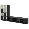 BESTÅ / KALLAX TV/storage combination, black-brown, 257x40x147 cm