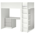 SMÅSTAD Loft bed, white grey/with desk with 3 drawers, 90x200 cm