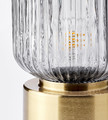 SOLKLINT Table lamp, brass, grey clear glass, 28 cm