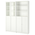 BILLY / OXBERG Bookcase with panel/glass doors, white, 160x30x202 cm