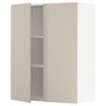 METOD Wall cabinet with shelves/2 doors, white/Havstorp beige, 80x100 cm