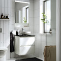 ÄNGSJÖN / LERSJÖN Wash-stnd w drawers/wash-basin/tap, high-gloss white/black marble effect, 62x49x79 cm