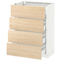 METOD / MAXIMERA Base cab 4 frnts/4 drawers, white, Askersund light ash effect, 60x37 cm