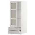 METOD / MAXIMERA Wall cabinet w glass door/2 drawers, white/Lerhyttan light grey, 40x100 cm