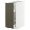 METOD / MAXIMERA Base cabinet/pull-out int fittings, white/Havstorp brown-beige, 30x60 cm