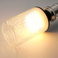 MOLNART LED bulb E27 150 lumen, tube-shaped clear glass/patterned, 90 mm