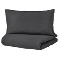 DYTÅG Duvet cover and pillowcase, dark grey, 150x200/50x60