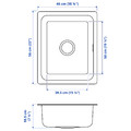 HILLESJÖN Inset sink, 1 bowl, stainless steel, 56x46 cm