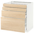 METOD / MAXIMERA Base cabinet with 4 drawers, white, Askersund light ash effect, 80x60 cm