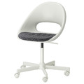 LOBERGET / MALSKÄR Swivel chair + pad, white/dark grey