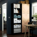 BESTÅ Storage combination with doors, black-brown, Hedeviken oak veneer, 120x42x202 cm