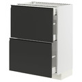 METOD / MAXIMERA Base cab with 2 fronts/3 drawers, white/Upplöv matt anthracite, 60x37 cm