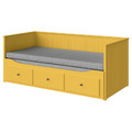 HEMNES Day-bed w 3 drawers/2 mattresses, yellow/Ågotnes firm, 80x200 cm