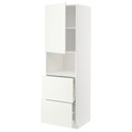 METOD / MAXIMERA Hi cab f micro w door/2 drawers, white/Vallstena white, 60x60x200 cm