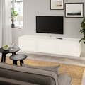 BESTÅ TV bench with doors, white, Hanviken white, 180x42x38 cm