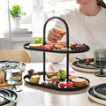SOMMARÖGA Serving stand, two tiers, black