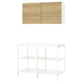 ENHET Storage combination, white/oak effect, 123x63.5x207 cm