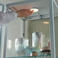 BLÅLIDEN / STRIMSÄV Glass-door cabinet with lighting, white