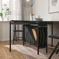 KALLHÄLL Gateleg table with storage, black/dark grey, 89x98 cm