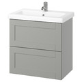 ENHET / TVÄLLEN Wash-stnd w drawers/wash-basin/tap, grey frame/grey, 64x43x65 cm