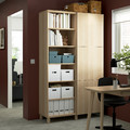 BESTÅ Storage combination with doors, white stained oak effect, Lappviken/Stubbarp white stained oak effect, 120x42x202 cm