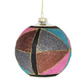 Christmas Bauble Glitter 10 cm, glass, multicolour