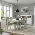 EKEDALEN / BERGMUND Table and 6 chairs, white/Fågelfors multicolour, 180/240 cm