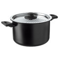 HEMLAGAD Pot with lid, black, 5 l