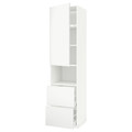 METOD / MAXIMERA Hi cab f micro w door/2 drawers, white/Voxtorp matt white, 60x60x240 cm