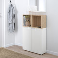 EKET Cabinet combination with feet, white/white stained oak effect, 70x35x107 cm