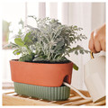 DAKSJUS Self-watering plant pot, terracotta/green, 27x13 cm