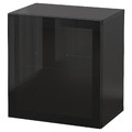 BESTÅ Wall-mounted cabinet combination, high-gloss/black/Glassvik, 60x42x64 cm