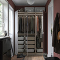 PAX / ÅHEIM Wardrobe combination, grey-beige/mirror glass, 150x60x201 cm