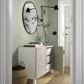 BESTÅ Storage combination with doors, white Bergsviken/Stubbarp, beige marble effect, 120x42x74 cm
