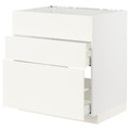 METOD / MAXIMERA Base cab f sink+3 fronts/2 drawers, white/Vallstena white, 80x60 cm